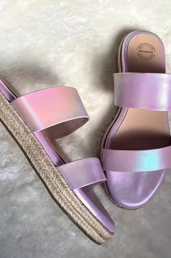 Purple solid leather sandals