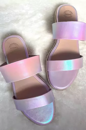 Purple solid leather sandals