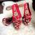 Red woven textile heels