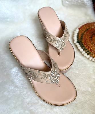 Beige woven leather wedges 1