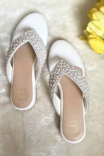 White woven leather sandals