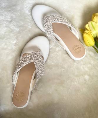White woven leather sandals 2