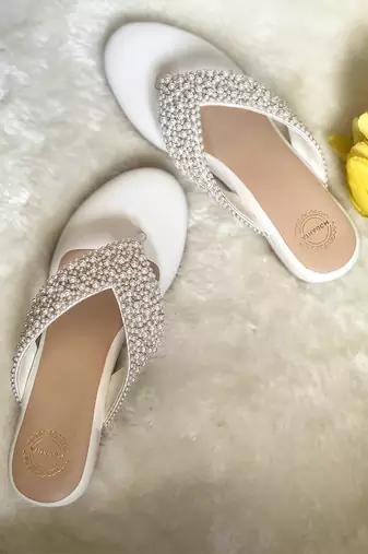 White woven leather sandals