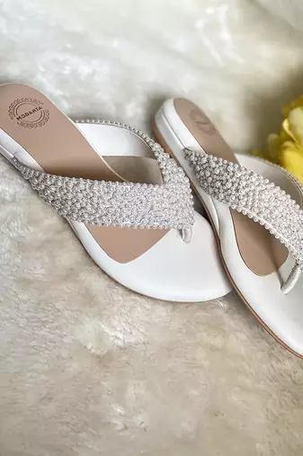 White woven leather sandals