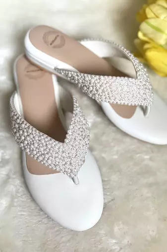 White woven leather sandals