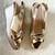 Gold solid leather wedges