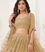 Light Brown Sequins Net  Lehenga Choli