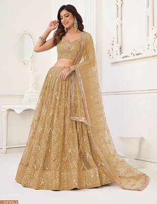 Light Brown Sequins Net  Lehenga Choli 3