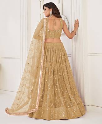 Light Brown Sequins Net  Lehenga Choli 4
