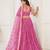 Salmon Pink Net With sequins and thread embroidered  Lehenga Choli