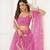 Salmon Pink Net With sequins and thread embroidered  Lehenga Choli