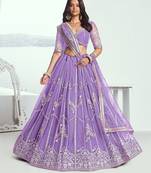 Women's Purple Embroidered Party Wear Lehenga Choli