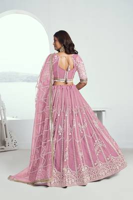 Pink Embroidered Party Wear Lehenga Choli 5