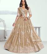 Beige Embroidered Party Wear Lehenga Choli
