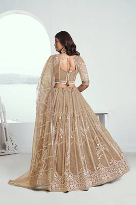 Beige Embroidered Party Wear Lehenga Choli 5