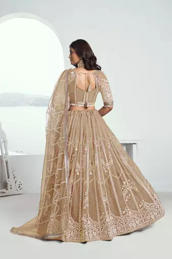 Beige Embroidered Party Wear Lehenga Choli