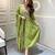 Cotton designer kurta pant and dupatta set green anarkali