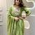 Cotton designer kurta pant and dupatta set green anarkali