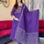 Purple embroidered long kurta bottom set with dupatta