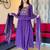 Purple embroidered long kurta bottom set with dupatta