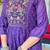 Purple embroidered long kurta bottom set with dupatta