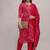 Women's cotton febric hand block rani pink bandhej printed straight kurti pant with dupatta set