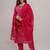 Women's cotton febric hand block rani pink bandhej printed straight kurti pant with dupatta set