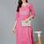 Women pink cotton leheriya embroidered straight kurta