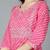Women pink cotton leheriya embroidered straight kurta