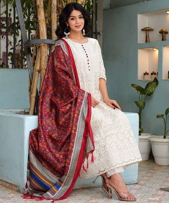 Premium quality beautiful pure cotton anarkali suit set with anrakha style 2