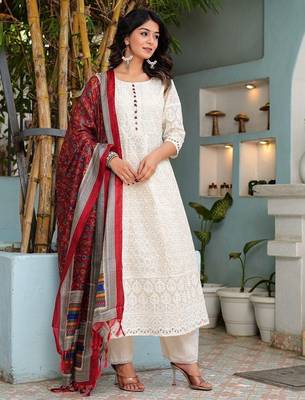 Premium quality beautiful pure cotton anarkali suit set with anrakha style 3