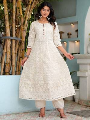 Premium quality beautiful pure cotton anarkali suit set with anrakha style 4