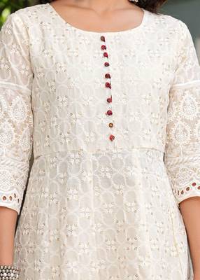 Premium quality beautiful pure cotton anarkali suit set with anrakha style 5