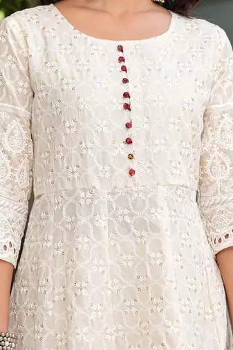 Premium quality beautiful pure cotton anarkali suit set with anrakha style