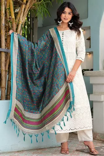 Premium quality beautiful pure cotton anarkali suit set with anrakha style