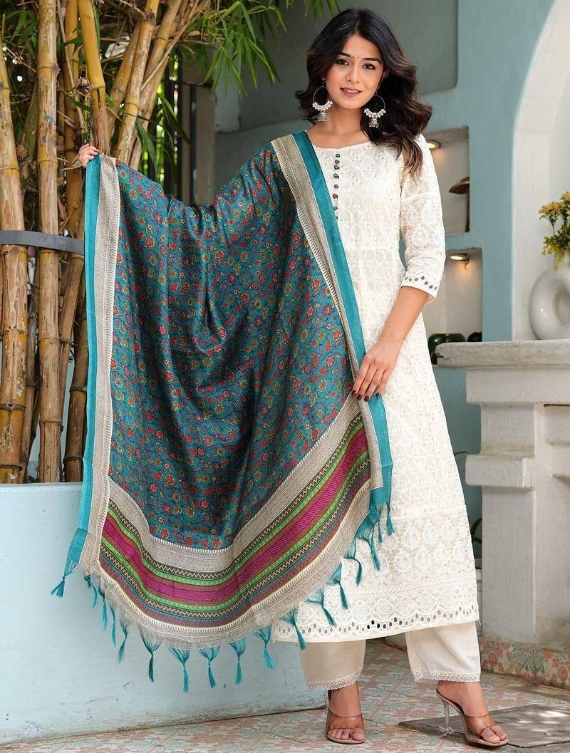 Premium quality beautiful pure cotton anarkali suit set with anrakha style