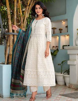 Premium quality beautiful pure cotton anarkali suit set with anrakha style 3