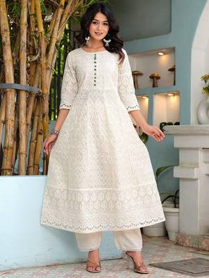 Premium quality beautiful pure cotton anarkali suit set with anrakha style 4