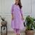 lavender cotton chikankari angrakha style kurta and pant set
