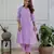 lavender cotton chikankari angrakha style kurta and pant set