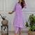 lavender cotton chikankari angrakha style kurta and pant set
