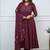 Brown elegant embroidered kurta set with floral dupatta