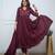 Brown elegant embroidered kurta set with floral dupatta