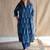 Floral printed indigo ajrakh block print pure cotton kurta