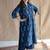 Floral printed indigo ajrakh block print pure cotton kurta