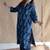 Floral printed indigo ajrakh block print pure cotton kurta