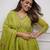 Green elegant embroidered kurta set with floral dupatta