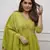 Green elegant embroidered kurta set with floral dupatta
