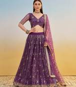 Purple net lehenga with sequin & thread work Lehenga Choli