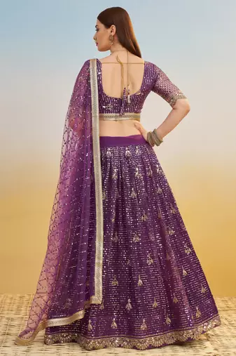 Purple net lehenga with sequin & thread work Lehenga Choli